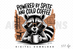 raccoon, coffee, sunglasses, funny, vector, illustration, animal, mammal, cafe, drink, cold coffee, spite, humor, design, art, printable, sublimation, digital art, graphic, mascot, cartoon, character, edgy, cool, quirky, vector graphic, coffee shop, coffe