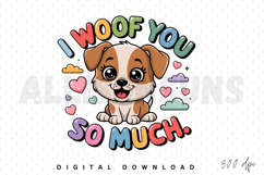 puppy, dog, cartoon, illustration, cute, vector, love, hearts, colorful, typography, woof, sublimation, digital art, animal, pet, design, graphic, happy, valentines, clouds, pastel, adorable, kawaii, playful, fun, cheerful, sweet, puppy love, pet design, 