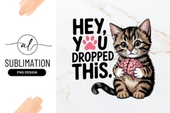 Funny Cat Holding Brain Sublimation Png Product Image 1