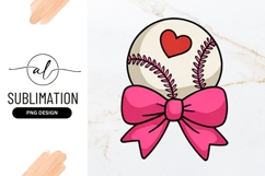 Cute Baseball With Bow And Heart Design Product Image 1