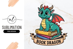 Cartoon Dragon Reading Books Sublimation Png Product Image 1