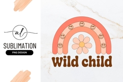 Retro Rainbow Wild Child Sublimation Png Design Product Image 1