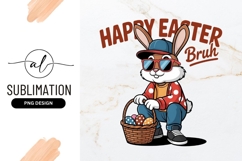 Cool Easter Bunny With Basket Illustration Sublimation Product Image 1