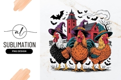 Halloween Roosters In Witch Hats Illustration Product Image 1