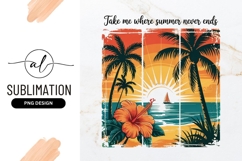 Tropical Sunset Palm Tree Beach Illustration Art Product Image 1