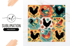 Floral Rooster Pattern Sublimation Png Design Product Image 1