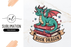 Cartoon Dragon Reading Books Sublimation Png Product Image 1