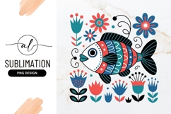 Colorful Fish Surrounded By Flowers Sublimation Png Product Image 1