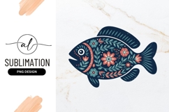 Floral Fish Illustration Isolated Decorative Folk Art Product Image 1