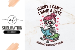 Skeleton Reading With Book Boyfriend Sublimation Png Product Image 1