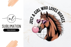 Cool Horse Illustration With Bubblegum Sublimation Png Product Image 1