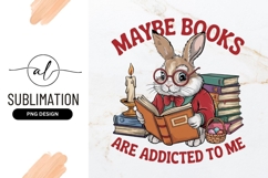 Bunny Reading Books Sublimation Png Illustration Product Image 1