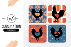 Retro Chicken Sublimation Png Cartoon Set Product Image 1