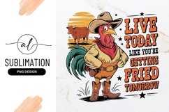 Funny Chicken Cowboy With Cow And Quote Sublimation Product Image 1