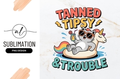 Tanned Tipsy Trouble Cat Unicorn Pool Float Sublimation Product Image 1