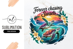 Turtles Ocean Sunset Sublimation Png Design Product Image 1
