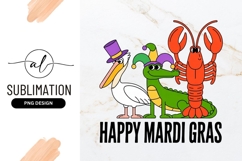 Happy Mardi Gras Cartoon Animals Celebration Subliamtion Product Image 1