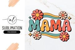 Retro Mama Design With Flowers And Waves Sublimation Product Image 1