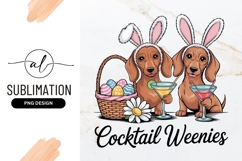 Dachshunds Easter Bunny Cocktails Sublimation Png Design Product Image 1