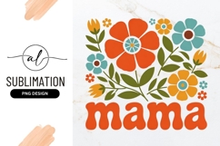 Groovy Floral Mama Design Sublimation Png Product Image 1