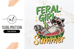 Summer Raccoon In Watermelon Sublimation Png Design Product Image 1