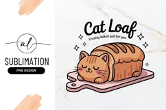 Adorable Cartoon Cat Loaf On Cutting Board Sublimation Product Image 1