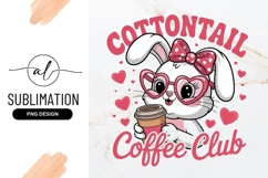 Cute Bunny Coffee Club Sublimation Png Design Product Image 1
