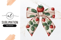 Summer Bow With Strawberries Sublimation Png Product Image 1