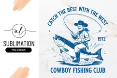 Cowboy Rides Fish Vintage Western Fishing Club Sublimation Product Image 1