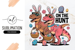 Easter Dinosaur Hunt Illustration Sublimation Png Product Image 1