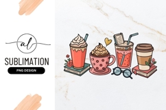 Coffee And Books Illustration Sublimation Png Product Image 1