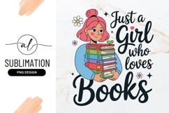 Girl Loves Books Sublimation Png Vector Illustration Product Image 1