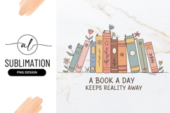 Whimsical Books And Flowers Sublimation Png Design Product Image 1