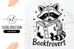 Booktrovert Racoon Reading Book Sublimation Png Product Image 1