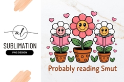 Cartoon Flowers Reading Books Vector Illustration Product Image 1
