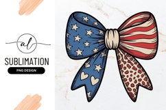 Patriotic Ribbon Bow With Hearts And Stars Sublimation Product Image 1