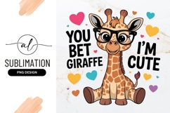 Cute Giraffe With Glasses Sublimation Png Product Image 1