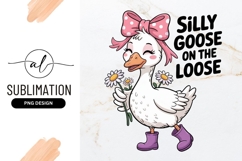 Cartoon Goose With Flowers Sublimation Png Product Image 1
