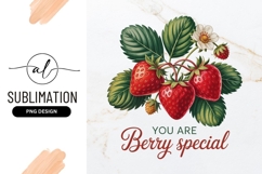 Fresh Strawberries Flower Botanical With Phrase Sublimation Product Image 1
