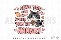 hangry, cat, cartoon, funny, hungry, cute, animal, illustration, valentine, love, sandwich, snack, heart, design, vector, graphic, kawaii, pet, kitty, text, quote, foodie, food, message, saying, gray, black, pink, white, playful, expression, emotion, char
