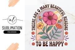 Floral Happy Quote Groovy Sublimation Png Design Product Image 1