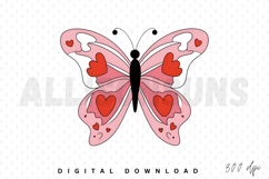 Pink Butterfly With Red Hearts Vector Illustration Design Product Image 1