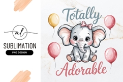 Adorable Baby Elephant With Balloons Illustration Product Image 1
