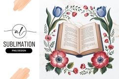 Open Book With Floral Frame Illustration Product Image 1