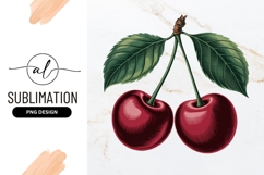 Two Cherries Fresh Fruit Sublimation Png Product Image 1