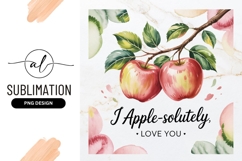 Watercolor Apples Love You Sublimation Png Product Image 1