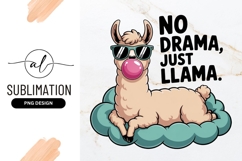 Cartoon Llama With Sunglasses Blowing Bubble Gum Sublimation Product Image 1