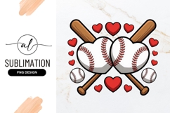 Baseball Heart Bats Valentines Day Sublimation Png Product Image 1