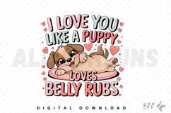 puppy, dog, cartoon, illustration, cute, adorable, love, valentine, valentines day, heart, belly rub, fun, playful, pink, brown, animal, pet, happy, friendship, vector, graphic, design, tshirt design, sticker, sublimation, digital art, vector art, clip ar