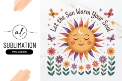 Whimsical Sun With Flowers Butterflies Sublimation Png Product Image 1